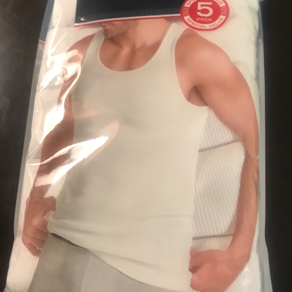 IZOD Ribbed Tanks for Men Large White Tag-Free Pack of 5 Brand New Sealed